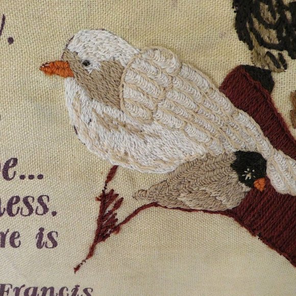 Vintage Finished St. Francis Inspiration Prayer Crewel Needlework - Picture 8 of 8